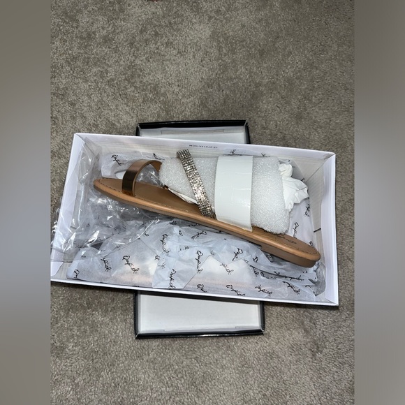 Qupid NEW Bling Low Platform Flat Metallic Crocodile 3 Banded Sandals Size 7 - Picture 8 of 11